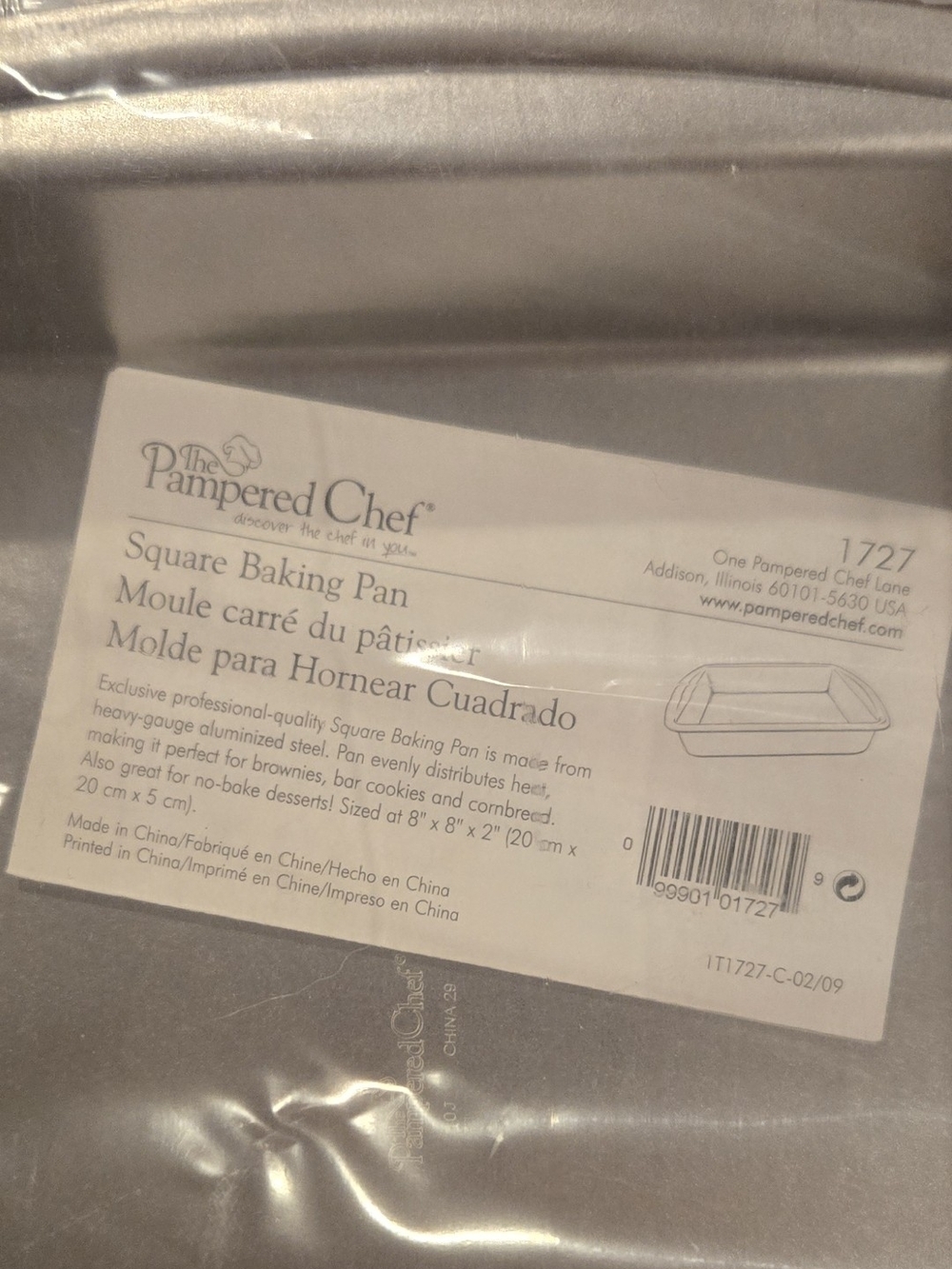 The Pampered Chef Square Baking Pan - Silver Finish